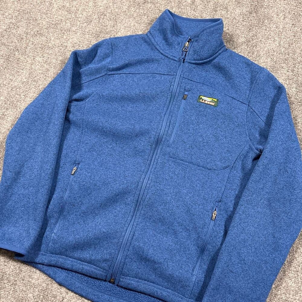 l.l. bean full zip slightly fitted blue hiking jacket